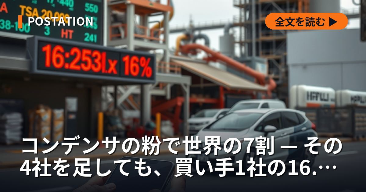コンデンサの粉で世界の7割 — その4社を足しても、買い手1社の16.6%にしかならない