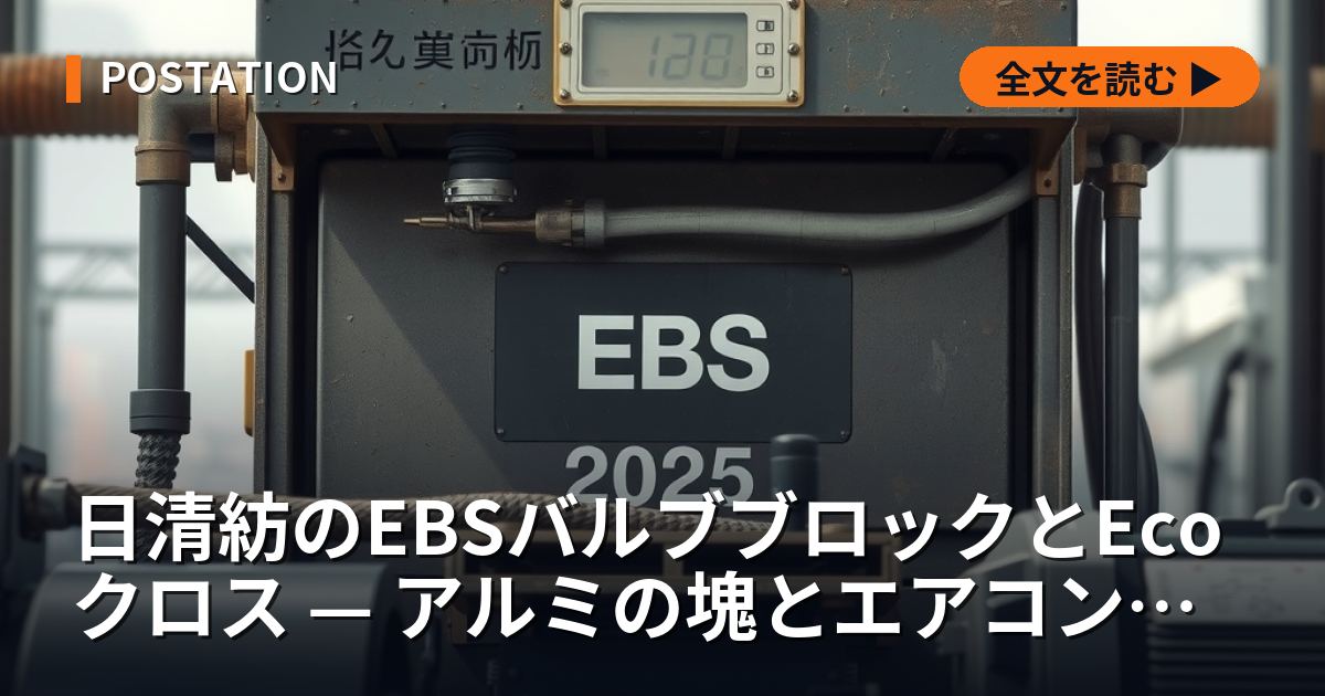 日清紡のEBSバルブブロックとEcoクロス — アルミの塊とエアコンの羽根が、売上554億円の精密機器事業で稼ぐ仕組み