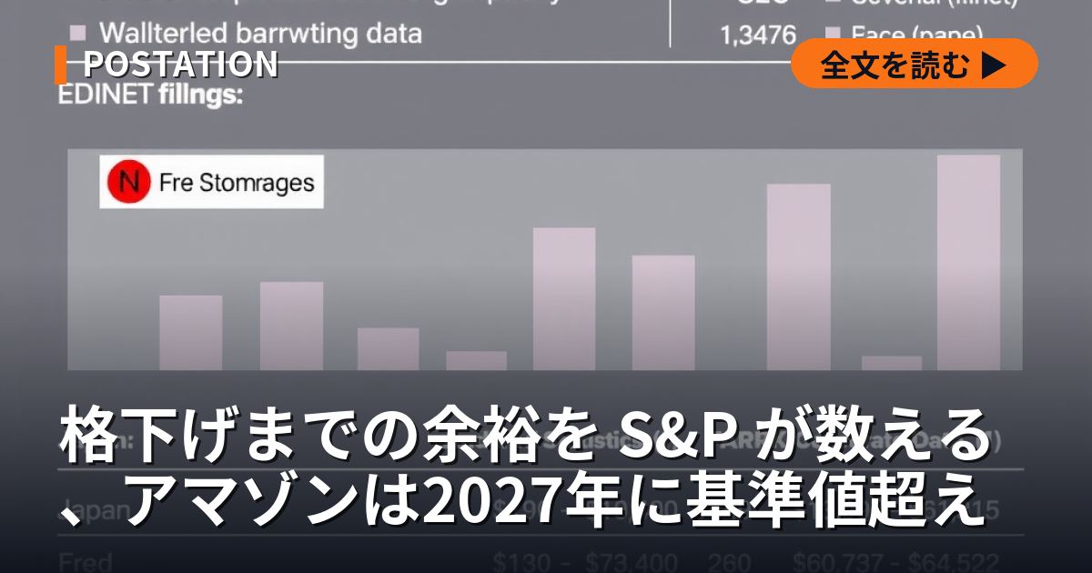 格下げまでの余裕を S&P が数える、アマゾンは2027年に基準値超え