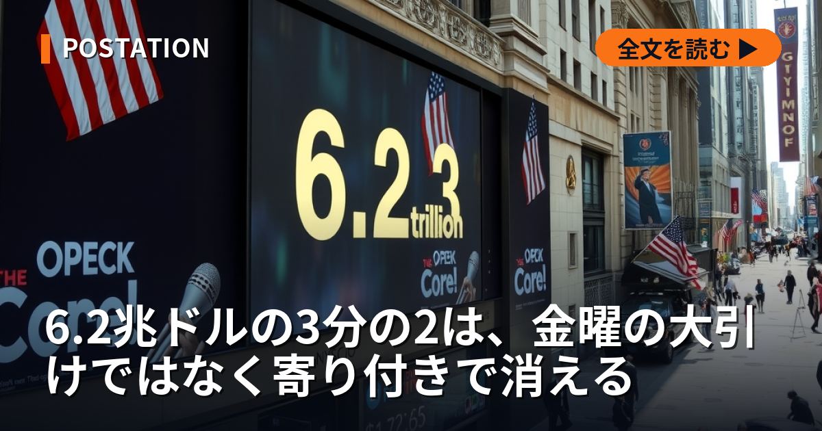 6.2兆ドルの3分の2は、金曜の大引けではなく寄り付きで消える